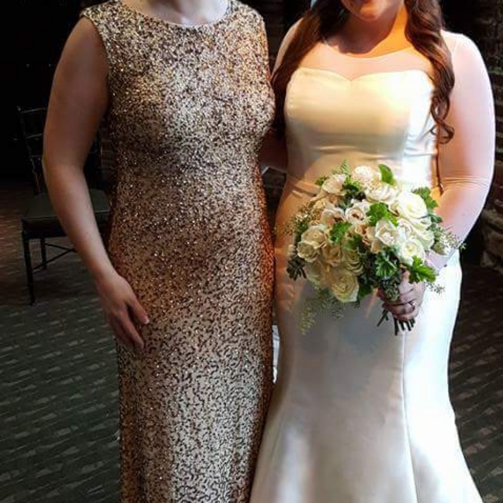 Aidan Mattox gold champagne sequin dress